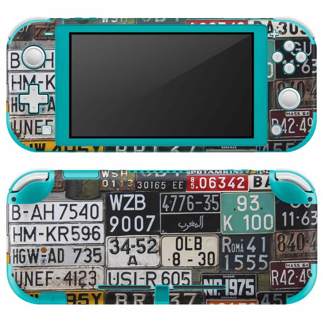 igsticker Nintendo Switch Lite 専用 デザインスキンシール 全面 ニンテンドー スイッチ ライト 専用 ゲーム機 カバー アクセサリー フィルム ステッカー エアフリー 008545 ナンバー　プレート　カラフル　写真