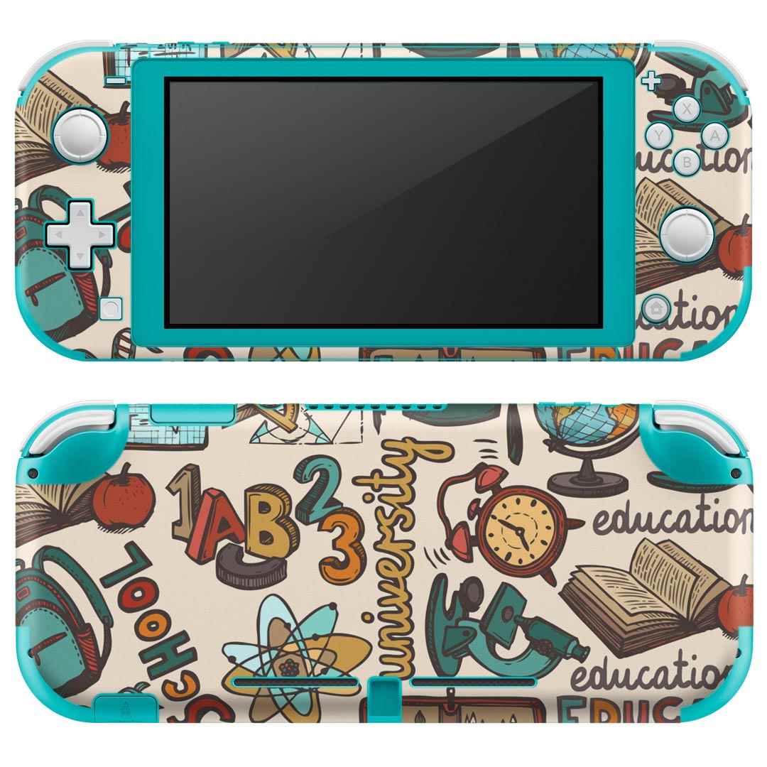 igsticker Nintendo Switch Lite 専用 デザインスキンシール 全面 ニンテンドー スイッチ ライト 専用 ゲーム機 カバー アクセサリー フィルム ステッカー エアフリー 008549 イラスト カラフル 勉強 模様