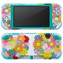 igsticker Nintendo Switch Lite 専用 デザインスキンシール 全面 ニンテンドー スイッチ ライト 専用 ゲーム機 カバー アクセサリー フィルム ステッカー エアフリー 008567 花 ひつじ 羊 カラフル