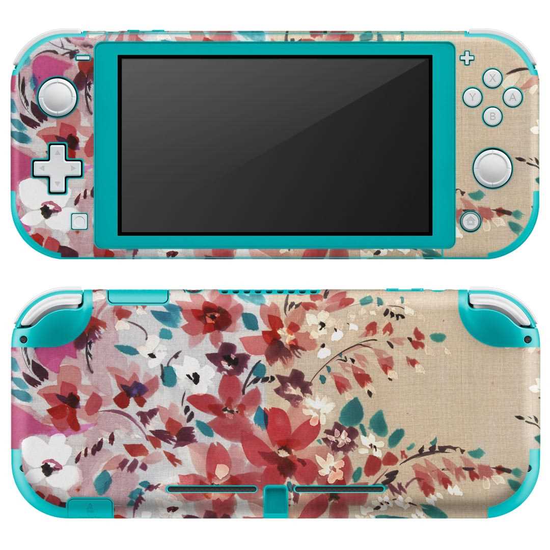 igsticker Nintendo Switch Lite 専用 デザインスキンシール 全面 ニンテンドー スイッチ ライト 専用 ゲーム機 カバー アクセサリー フィルム ステッカー エアフリー 008577 花 ピンク レッド