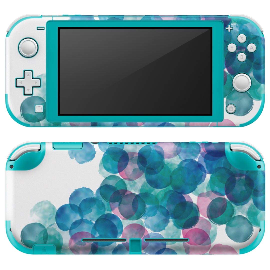 igsticker Nintendo Switch Lite 専用 デザインスキンシール 全面 ニンテンドー スイッチ ライト 専用 ゲーム機 カバー アクセサリー フィルム ステッカー エアフリー 008584 クール 青 ブルー 模様 丸