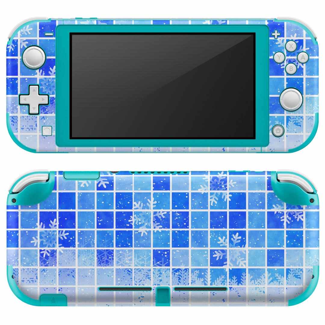 igsticker Nintendo Switch Lite 専用 デザインスキンシール 全面 ニンテンドー スイッチ ライト 専用 ゲーム機 カバー アクセサリー フィルム ステッカー エアフリー 008594 雪 結晶 青 ブルー 水色 模様