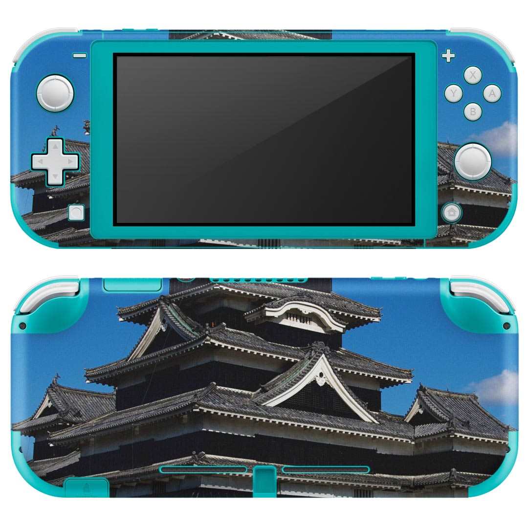 igsticker Nintendo Switch Lite 専用 デザインスキンシール 全面 ニンテンドー スイッチ ライト 専用 ゲーム機 カバー アクセサリー フィルム ステッカー エアフリー 008625 日本語・和柄 写真　城　空　青　ブルー
