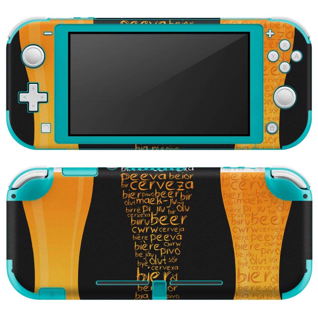igsticker Nintendo Switch Lite 専用 デザインスキンシール 全面 ニンテンドー スイッチ ライト 専用 ゲーム機 カバー アクセサリー フィルム ステッカー エアフリー 008630 ビール 飲み物 黒 ブラック