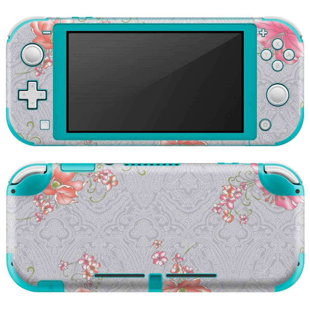 igsticker Nintendo Switch Lite 専用 デザインスキンシール 全面 ニンテンドー スイッチ ライト 専用 ゲーム機 カバー アクセサリー フィルム ステッカー エアフリー 008639 花　　ピンク　模様