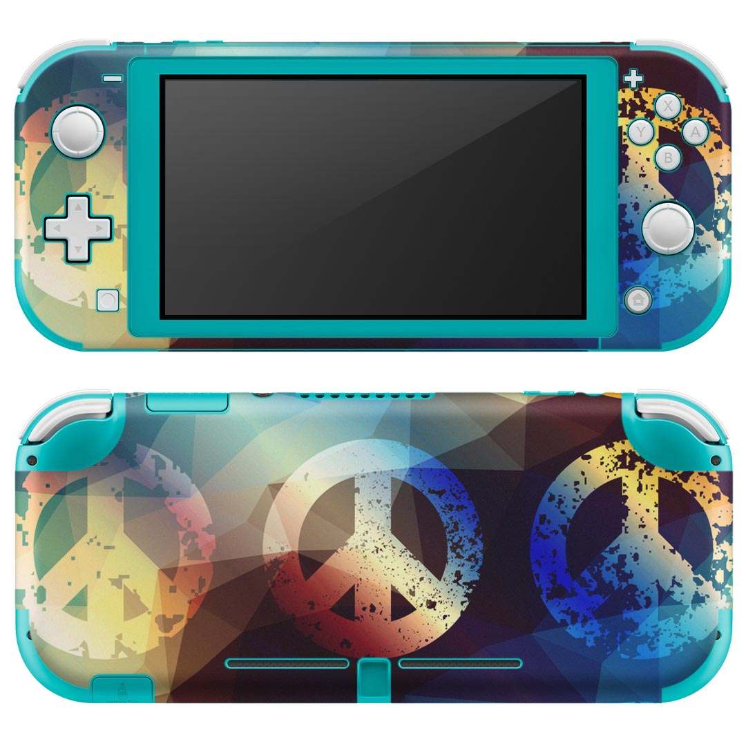igsticker Nintendo Switch Lite 専用 デザインスキンシール 全面 ニンテンドー スイッチ ライト 専用 ゲーム機 カバー アクセサリー フィルム ステッカー エアフリー 008654 カラフル　ピース　模様