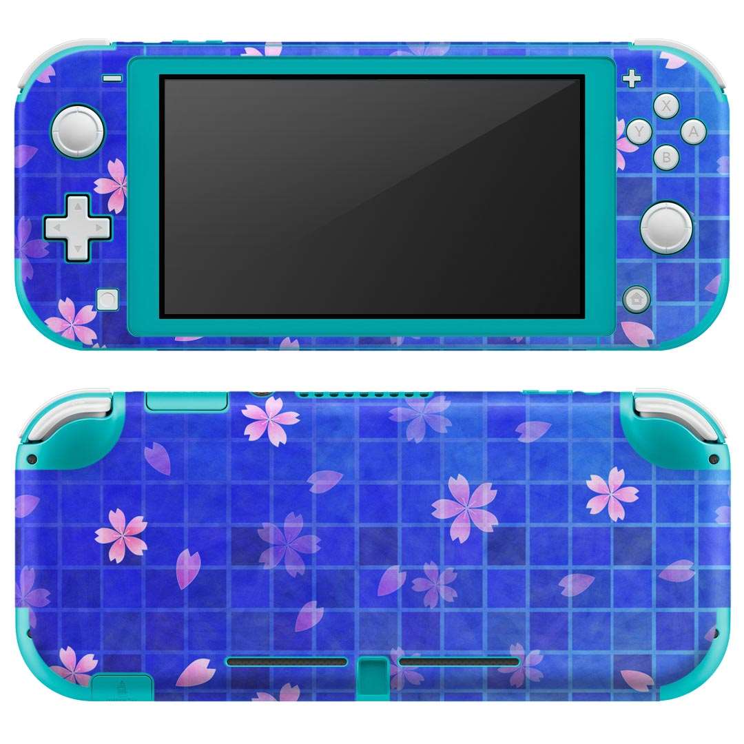 igsticker Nintendo Switch Lite 専用 デザインスキンシール 全面 ニンテンドー スイッチ ライト 専用 ゲーム機 カバー アクセサリー フィルム ステッカー エアフリー 008677 青 ブルー 花