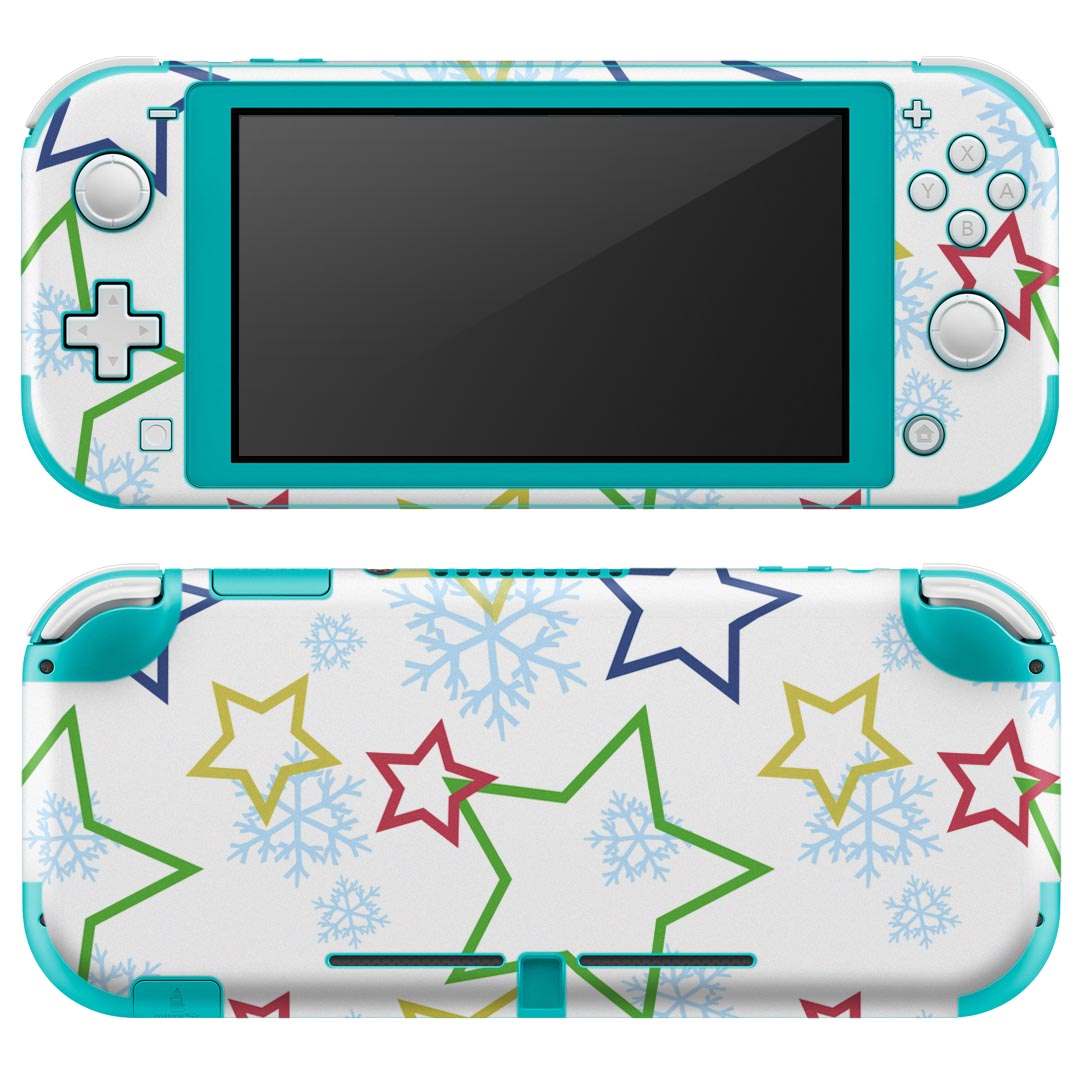 igsticker Nintendo Switch Lite 専用 デザインスキンシール 全面 ニンテンドー スイッチ ライト 専用 ゲーム機 カバー アクセサリー フィルム ステッカー エアフリー 008699 星　スター　雪　結晶　模様