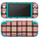 igsticker Nintendo Switch Lite 専用 デザインスキンシール 全面 ニンテンドー スイッチ ライト 専用 ゲーム機 カバー アクセサリー フィルム ステッカー エアフリー 008701 ピンク チェック 模様(2)