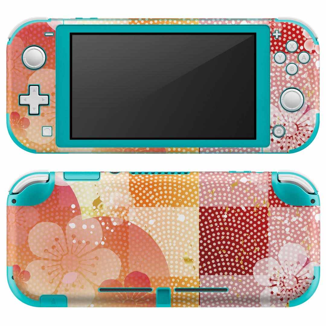 igsticker Nintendo Switch Lite 専用 デザインスキンシール 全面 ニンテンドー スイッチ ライト 専用 ゲーム機 カバー アクセサリー フィルム ステッカー エアフリー 008716 日本語・和柄 和風 和柄 花 市松模様