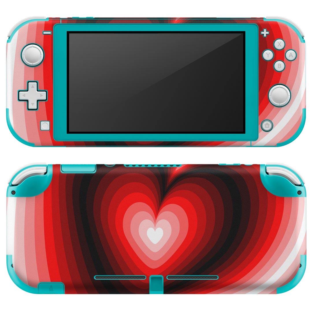 Rakuten - igsticker Nintendo Switch Lite 専用 デザインスキンシール 全面 ニンテンドー スイッチ ライト 専用 ゲーム機 カバー アクセサリー フィルム ステッカー エアフリー 008728 ハート　赤　レッド　黒　ブラック