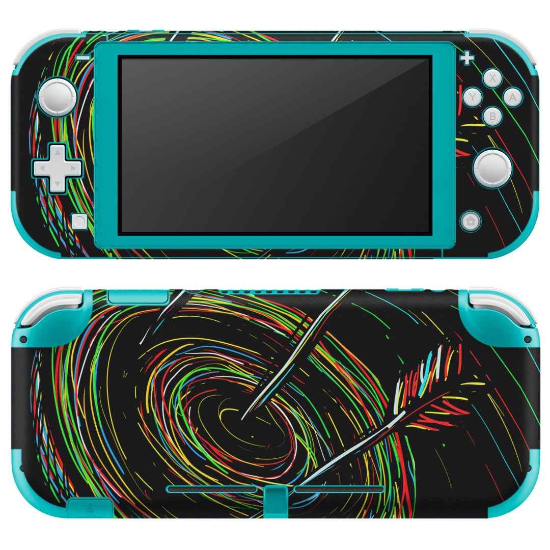 igsticker Nintendo Switch Lite 専用 デザインスキンシール 全面 ニンテンドー スイッチ ライト 専用 ゲーム機 カバー アクセサリー フィルム ステッカー エアフリー 008741 黒 ブラック 的 弓道
