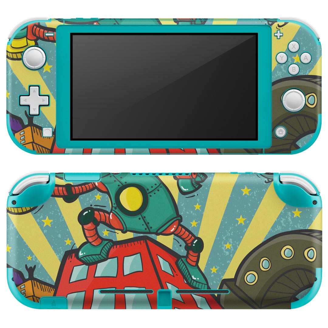 igsticker Nintendo Switch Lite 専用 デザインスキンシール 全面 ニンテンドー スイッチ ライト 専用 ゲーム機 カバー アクセサリー フィルム ステッカー エアフリー 008742 ロボット　イラスト　レトロ