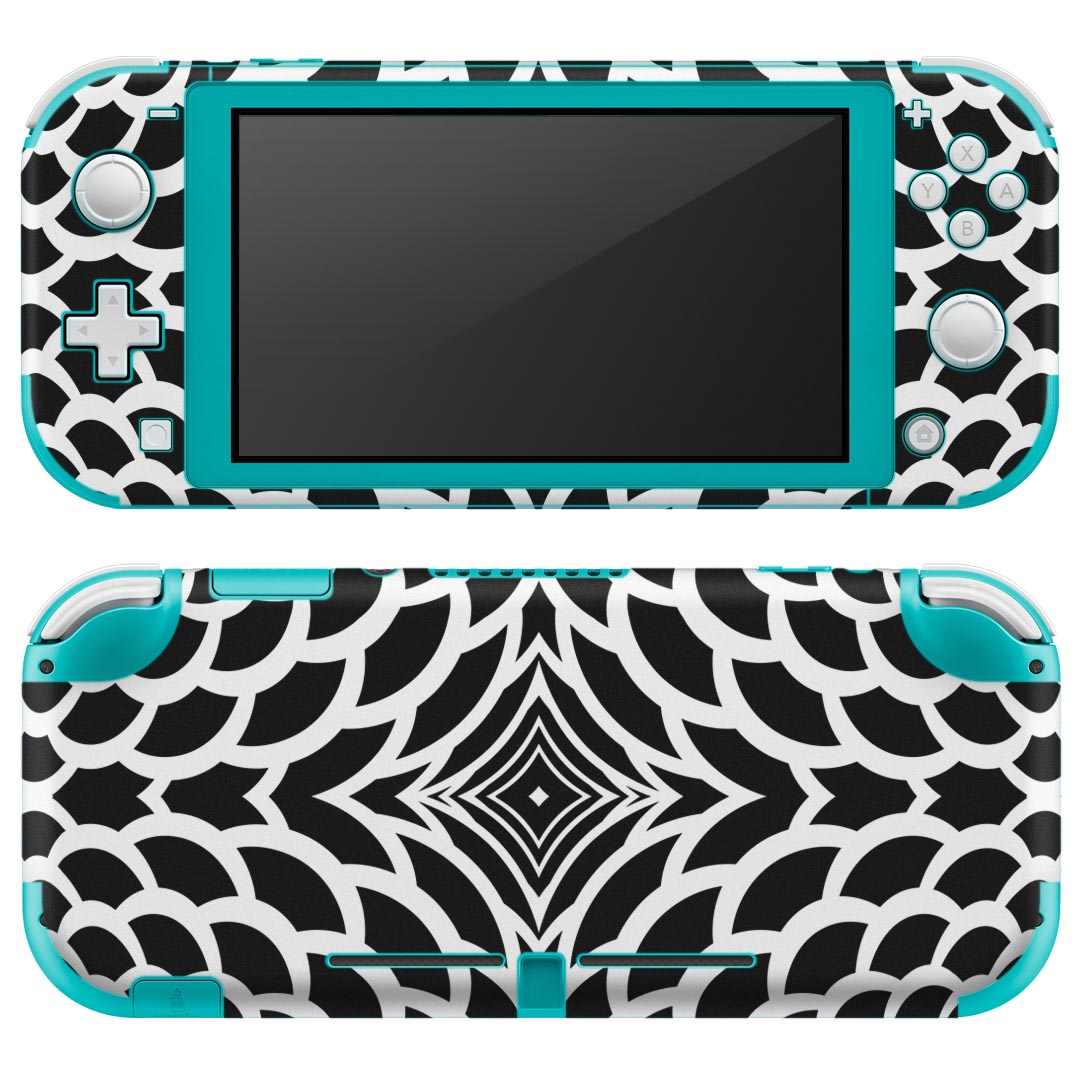 製品名 Nintendo Switch Lite専用 デザインスキンシール セット内容 Nintendo Switch Lite本体用スキンシール（裏表）各1枚 ※液晶側シールは2パーツに分かれていますニンテンドースイッチライト専用です。据え置き機のSwitch本体やJoyコンには対応していません。 商品特徴 3M社製の再剥離性シートを素材に採用し、細かな位置調整がしやすく貼り直しが容易です。また、エアフリーでもありますので気泡が簡単に逃げるので、キレイに貼ることができます。専用の業務プリンターを使い、商品画像と遜色のない美しい印刷仕上がり。 注意事項 画像はサンプルですので、ご覧の環境によっては多少色味に違いを感じる場合がございます。 イメージと違った、モニターと色味が異なるという理由での交換や返金はご対応出来かねます。スキンシールのみの販売で、ニンテンドースイッチ本体などは付属しません。シワができた場合、ドライヤーなどで軽く温め、外側に向けてシワを伸ばすように貼ってください。初回貼付時の位置調整や貼り直しは可能ですが、しっかりと押し付けて接着させた後の再剥離、再利用は保証しておりません。また接着部に油分や汚れが付着しますと角の部分は剥がれやすくなりますので、貼付時はあまり触れないようにご注意ください。無地のセミグロスシートにデザインをプリントした商品で、デコなどの加工はございません。 凹凸や光沢があるように見えたり布地や金属を素材にしたように見える商品もありますが、デザインの図版によるものです。印刷時に微妙な画像のズレが生じる場合がございます。ご注文後に1点1点制作する受注生産品の為、不良品以外のご返品や交換は固くお断りします。 商品発送 完全受注生産のハンドメイド商品となりますので、既製品と比べて発送までお時間を頂いています。 基本的に決済確認後2?3営業日、最大で10営業日での発送となります。繁忙期や休業日明けの場合はさらに時間がかかる場合があります。 その際には別途メールにてご連絡致します。メール便の場合、発送日から到着までに2?4日ほどかかる場合が多く、紛失などの保障もご対応できかねます。あらかじめご了承下さい。