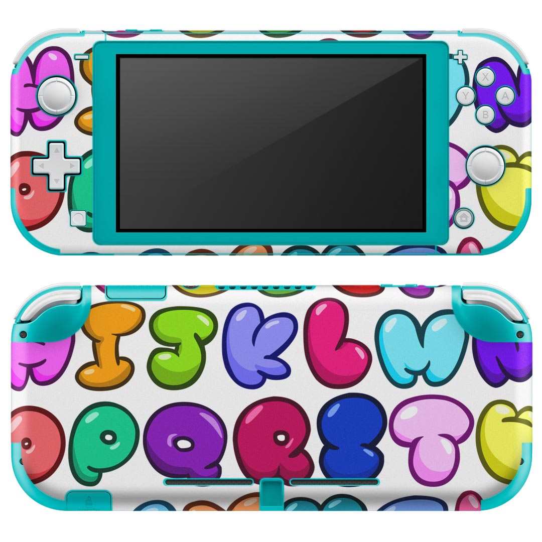 igsticker Nintendo Switch Lite 専用 デザインスキンシール 全面 ニンテンドー スイッチ ライト 専用 ゲーム機 カバー アクセサリー フィルム ステッカー エアフリー 008820 アルファベット 文字 カラフル
