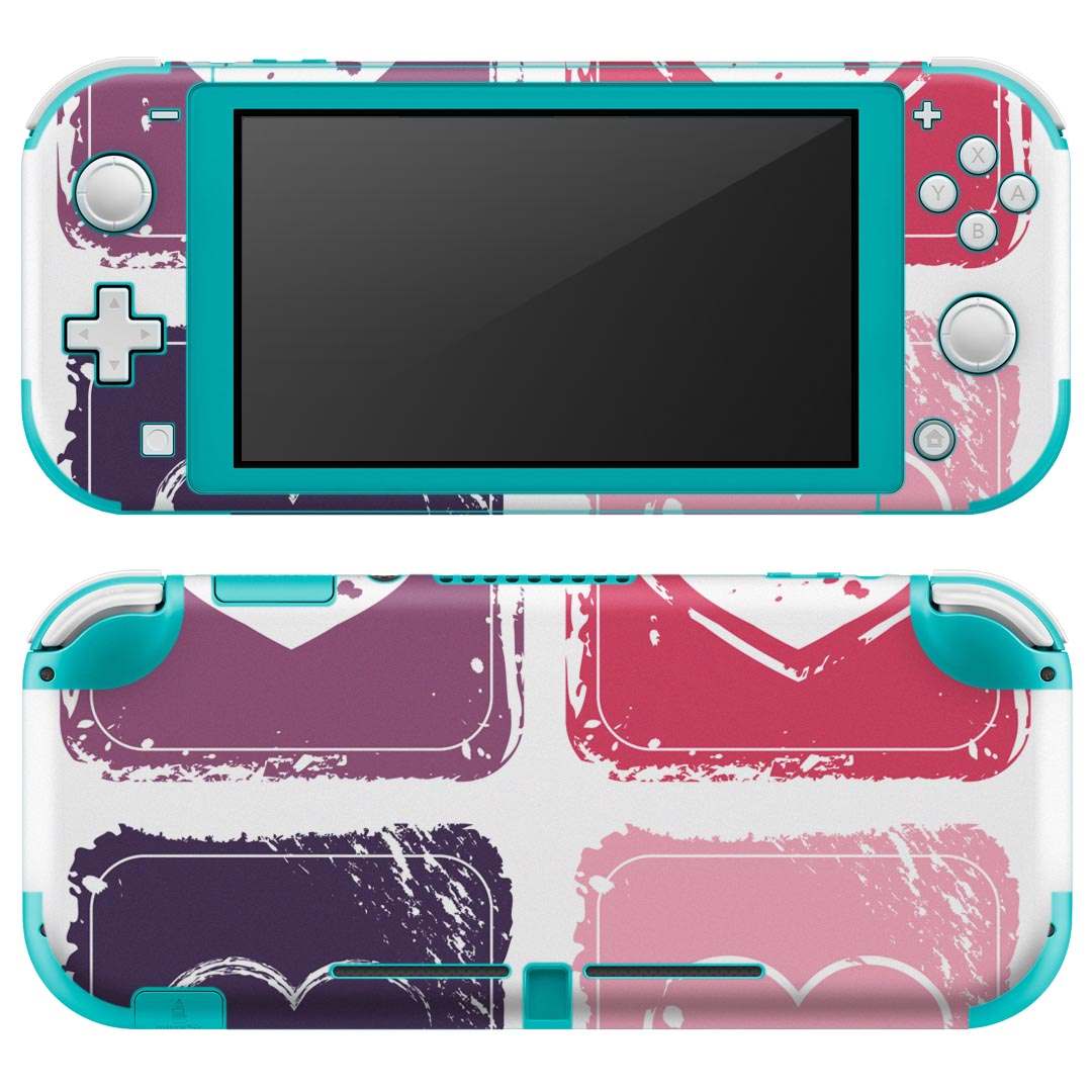 igsticker Nintendo Switch Lite 専用 デザインスキンシール 全面 ニンテンドー スイッチ ライト 専用 ゲーム機 カバー アクセサリー フィルム ステッカー エアフリー 008827 イラスト ハート 赤 紫