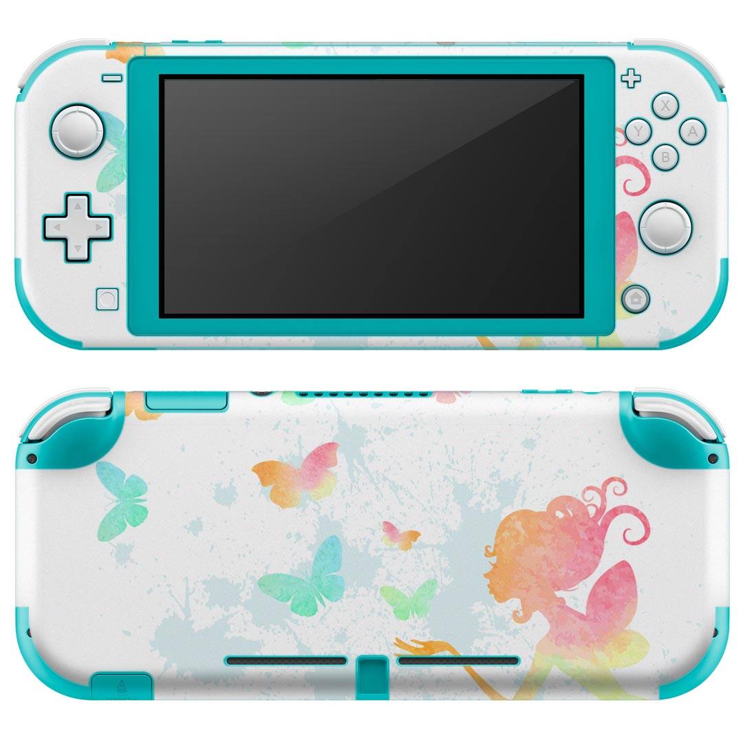igsticker Nintendo Switch Lite 専用 デザインスキンシール 全面 ニンテンドー スイッチ ライト 専用 ゲーム機 カバー アクセサリー フィルム ステッカー エアフリー 008847 カラフル　蝶　人物
