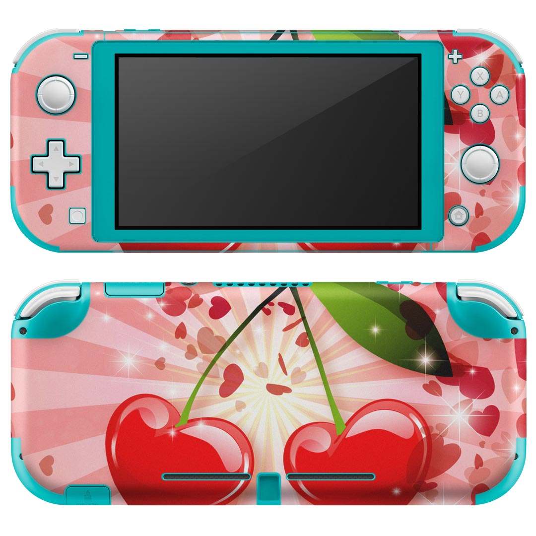 igsticker Nintendo Switch Lite 専用 デザインスキンシール 全面 ニンテンドー スイッチ ライト 専用 ゲーム機 カバー アクセサリー フィルム ステッカー エアフリー 008856 イラスト　赤　レッド　ハート　チェリー