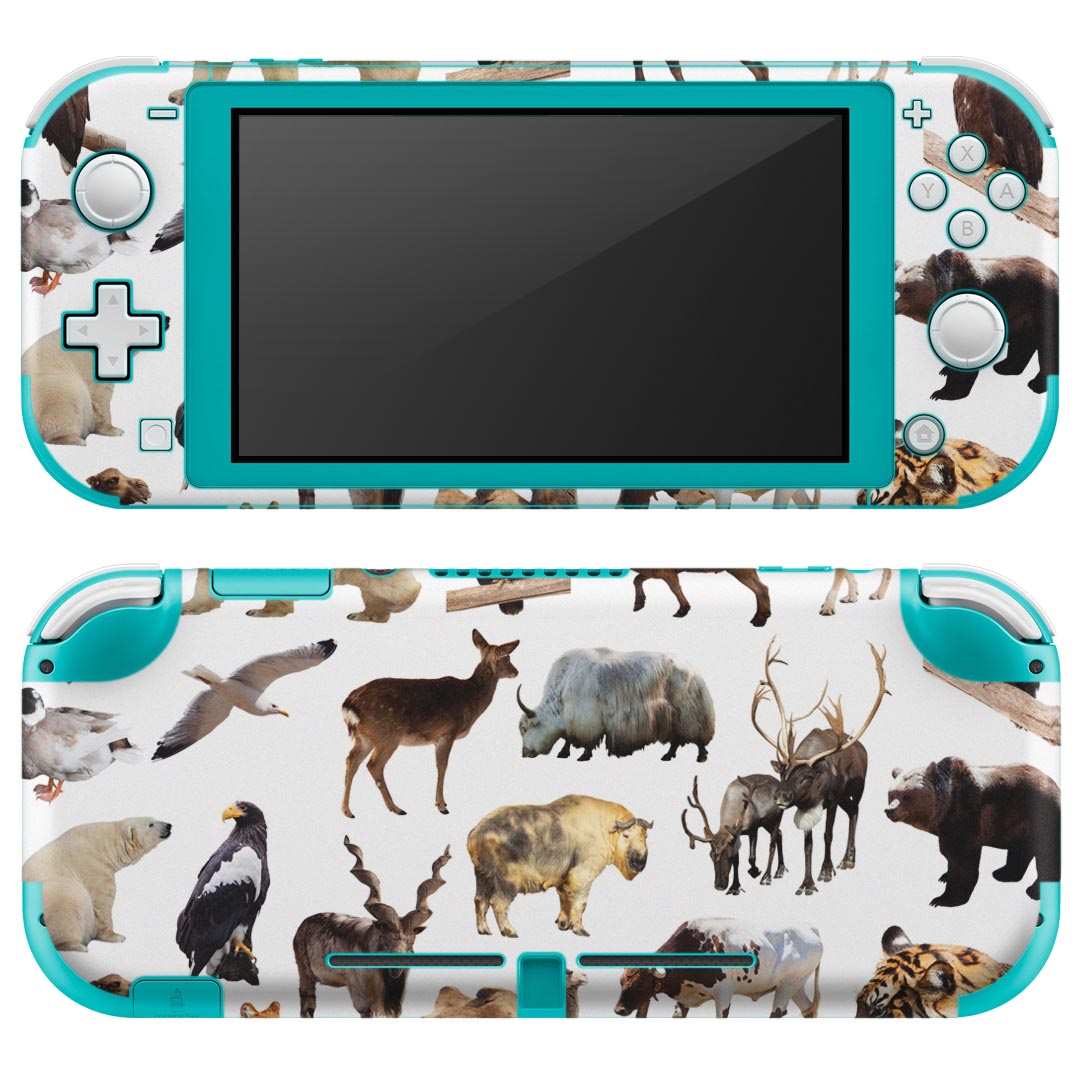 igsticker Nintendo Switch Lite 専用 デザインスキンシール 全面 ニンテンドー スイッチ ライト 専用 ゲーム機 カバー アクセサリー フィルム ステッカー エアフリー 008864 写真　虎　キツネ　牛