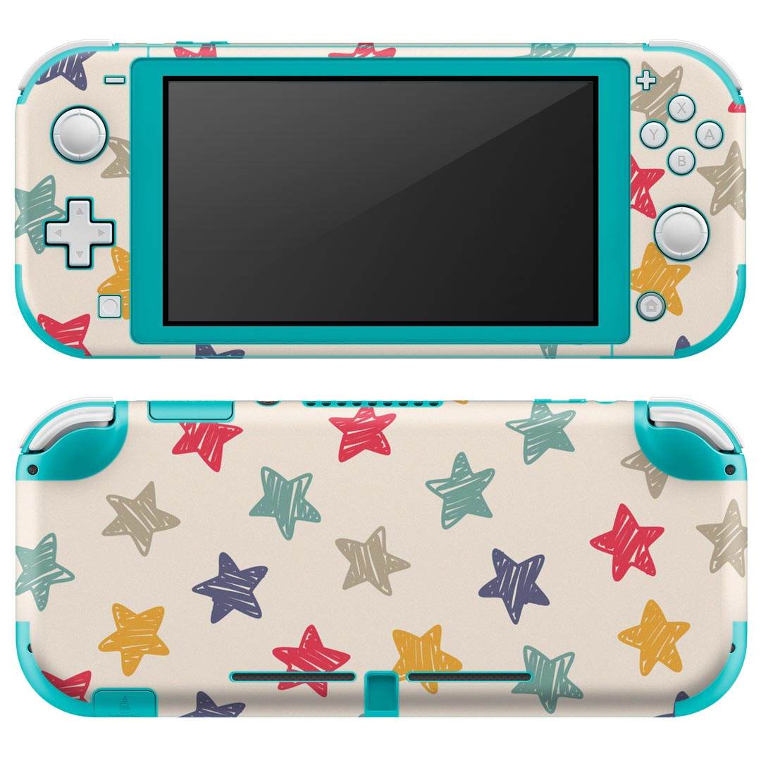 igsticker Nintendo Switch Lite 専用 デザインスキンシール 全面 ニンテンドー スイッチ ライト 専用 ゲーム機 カバー アクセサリー フィルム ステッカー エアフリー 008872 星 スター カラフル 模様