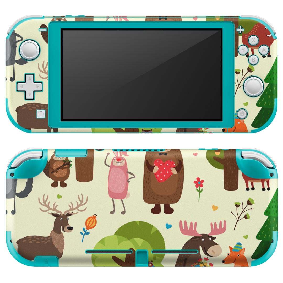 igsticker Nintendo Switch Lite 専用 デザインスキンシール 全面 ニンテンドー スイッチ ライト 専用 ゲーム機 カバー アクセサリー フィルム ステッカー エアフリー 008878 森　イラスト　鹿