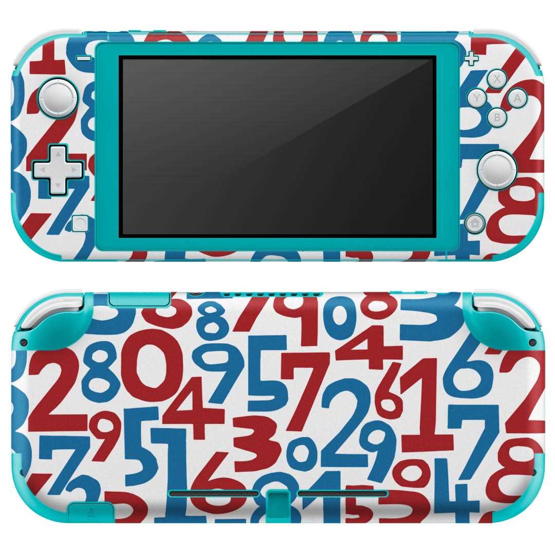 igsticker Nintendo Switch Lite 専用 デザインスキンシール 全面 ニンテンドー スイッチ ライト 専用 ゲーム機 カバー アクセサリー フィルム ステッカー エアフリー 008890 数字 赤 レッド 青 ブルー 模様