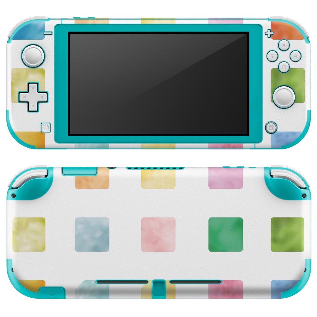 igsticker Nintendo Switch Lite 専用 デザインスキンシール 全面 ニンテンドー スイッチ ライト 専用 ゲーム機 カバー アクセサリー フィルム ステッカー エアフリー 008901 四角　カラフル　パステル　模様