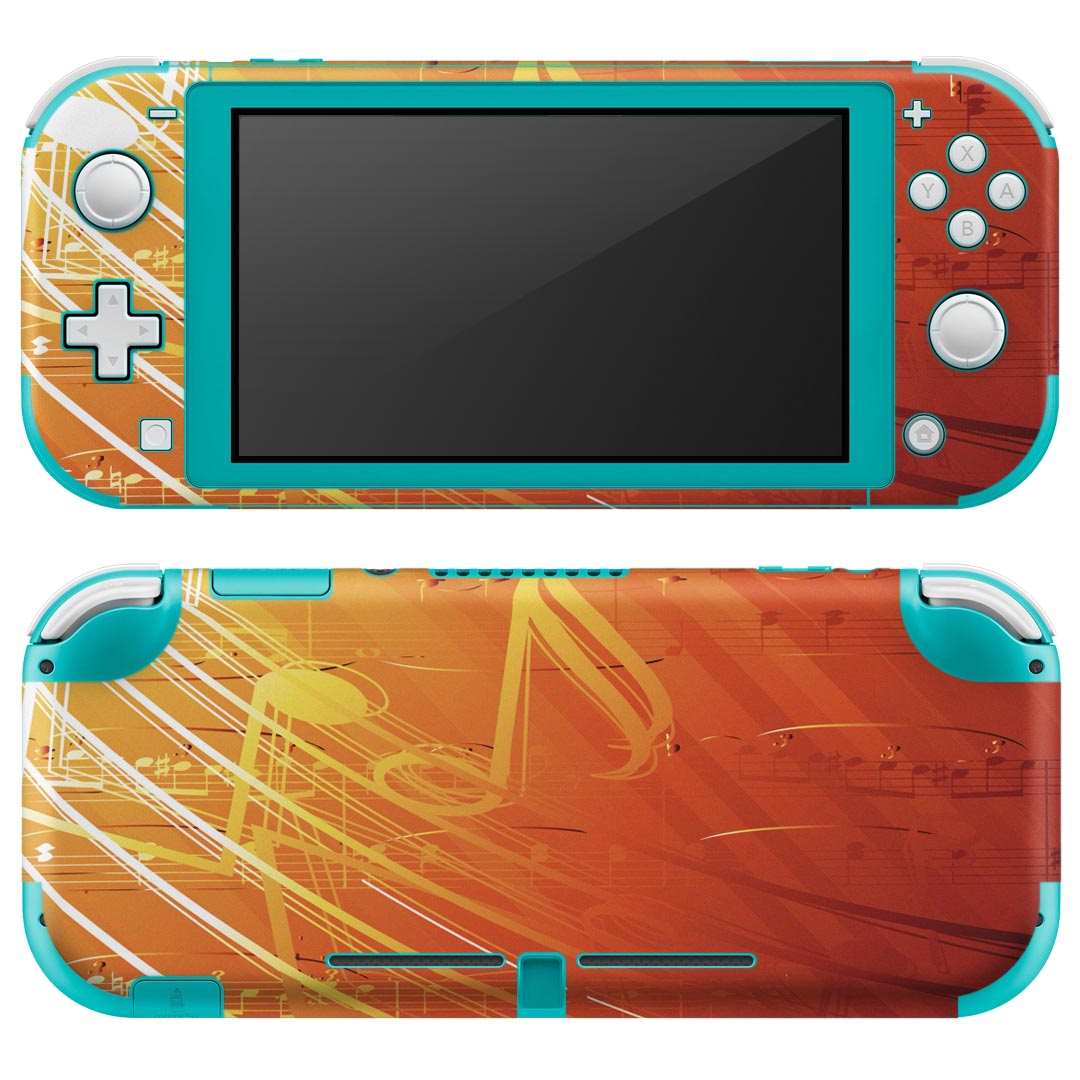 Rakuten - igsticker Nintendo Switch Lite 専用 デザインスキンシール 全面 ニンテンドー スイッチ ライト 専用 ゲーム機 カバー アクセサリー フィルム ステッカー エアフリー 008939 音符　おんぷ　オレンジ