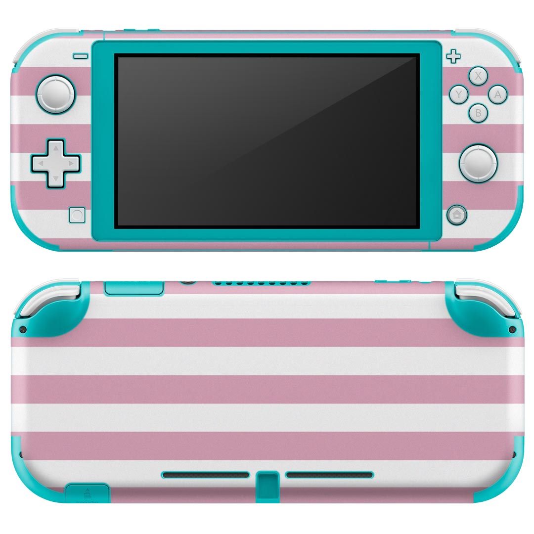 igsticker Nintendo Switch Lite 専用 デザインスキンシール 全面 ニンテンドー スイッチ ライト 専用 ゲーム機 カバー アクセサリー フィルム ステッカー エアフリー 009023 シンプル　ボーダー　ピンク
