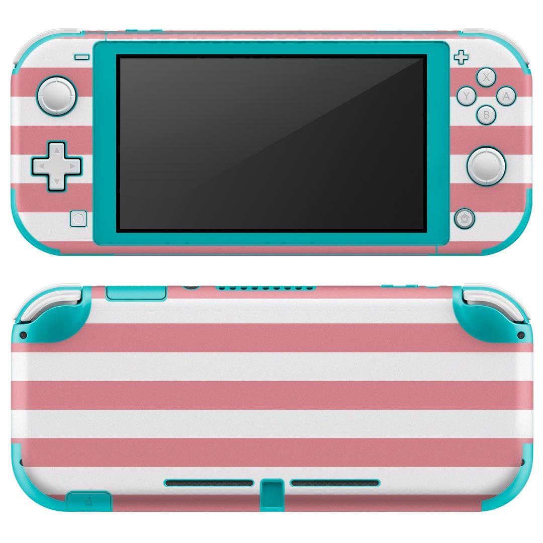 igsticker Nintendo Switch Lite 専用 デザインスキンシール 全面 ニンテンドー スイッチ ライト 専用 ゲーム機 カバー アクセサリー フィルム ステッカー エアフリー 009025 シンプル　ボーダー　ピンク