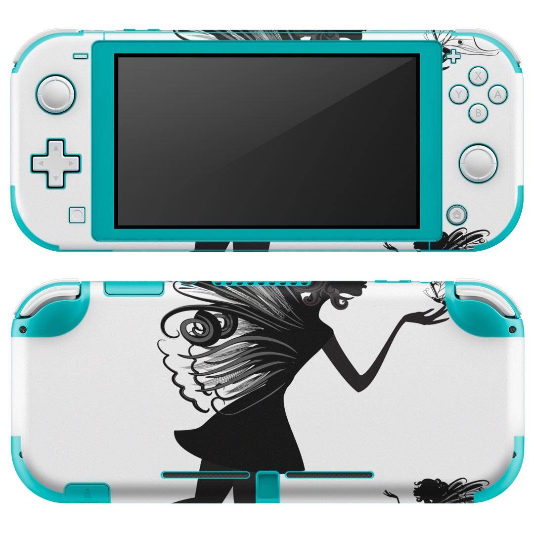 igsticker Nintendo Switch Lite 専用 デザインスキンシール 全面 ニンテンドー スイッチ ライト 専用 ゲーム機 カバー アクセサリー フィルム ステッカー エアフリー 009143 妖精　イラスト　黒