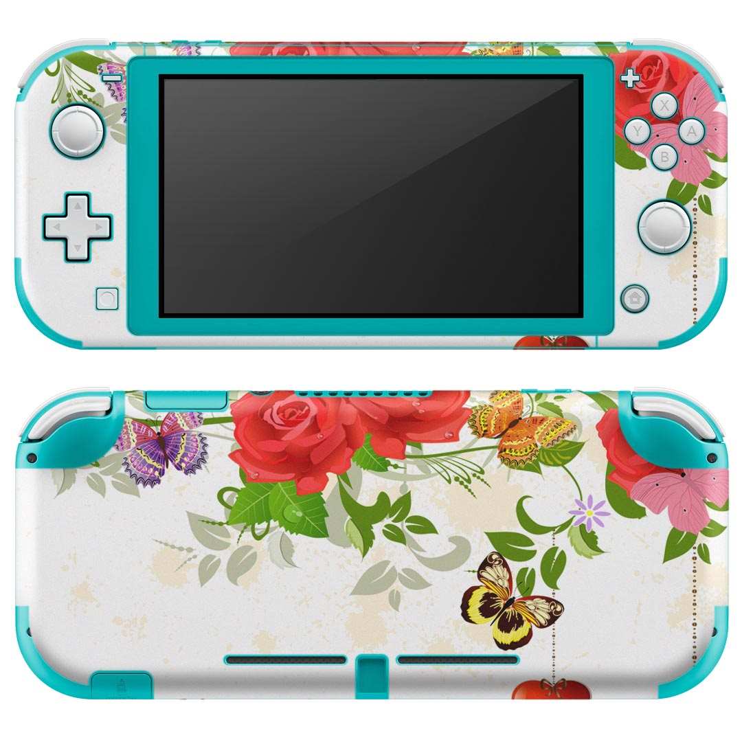 igsticker Nintendo Switch Lite 専用 デザインスキンシール 全面 ニンテンドー スイッチ ライト 専用 ゲーム機 カバー アクセサリー フィルム ステッカー エアフリー 009203 蝶 赤
