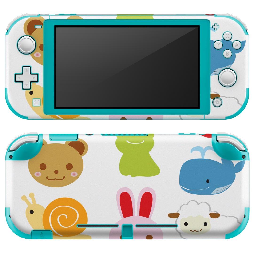 igsticker Nintendo Switch Lite 専用 デザインスキンシール 全面 ニンテンドー スイッチ ライト 専用 ゲーム機 カバー アクセサリー フィルム ステッカー エアフリー 009205 カラフル　動物　キャラクター