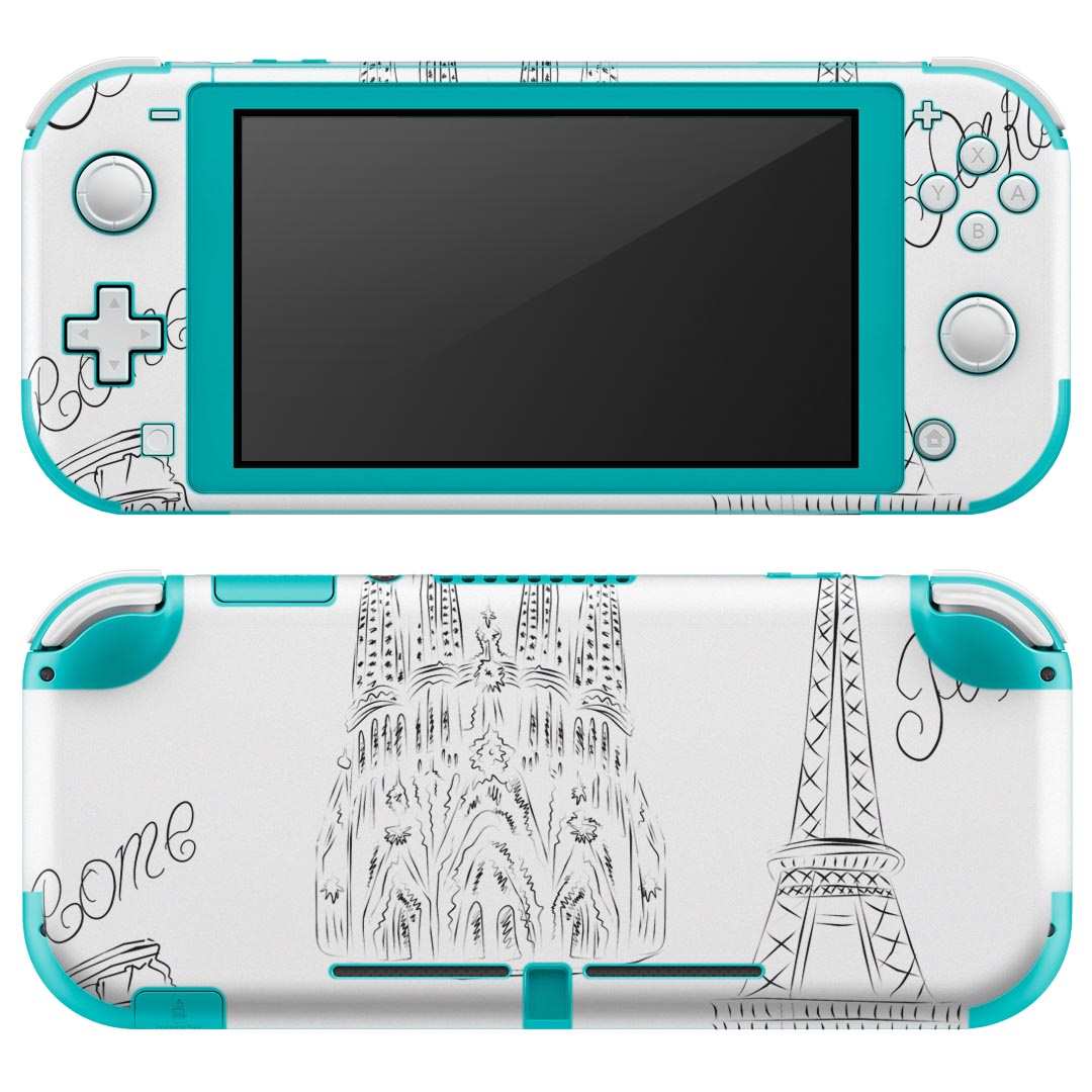 igsticker Nintendo Switch Lite 専用 デザインスキンシール 全面 ニンテンドー スイッチ ライト 専用 ゲーム機 カバー アクセサリー フィルム ステッカー エアフリー 009212 モノクロ　風景　白　黒