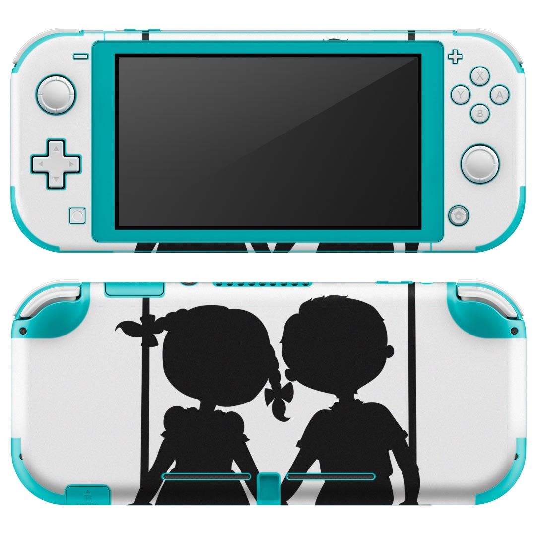 igsticker Nintendo Switch Lite 専用 デザインスキンシール 全面 ニンテンドー スイッチ ライト 専用 ゲーム機 カバー アクセサリー フィルム ステッカー エアフリー 009335 ハート　白　黒　キャラクター