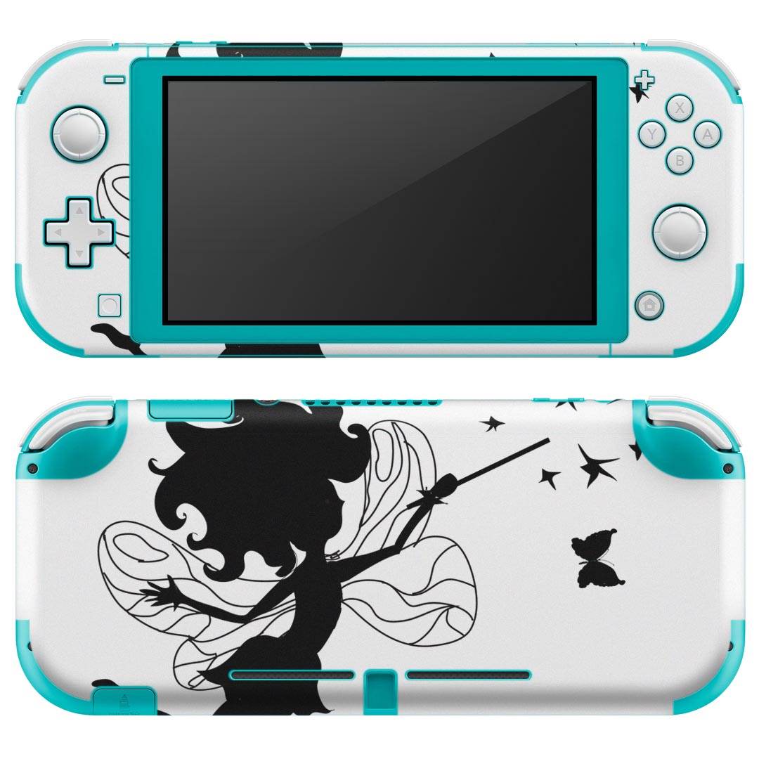 igsticker Nintendo Switch Lite 専用 デザインスキンシール 全面 ニンテンドー スイッチ ライト 専用 ゲーム機 カバー アクセサリー フィルム ステッカー エアフリー 009353 キャラクター　蝶　モノクロ