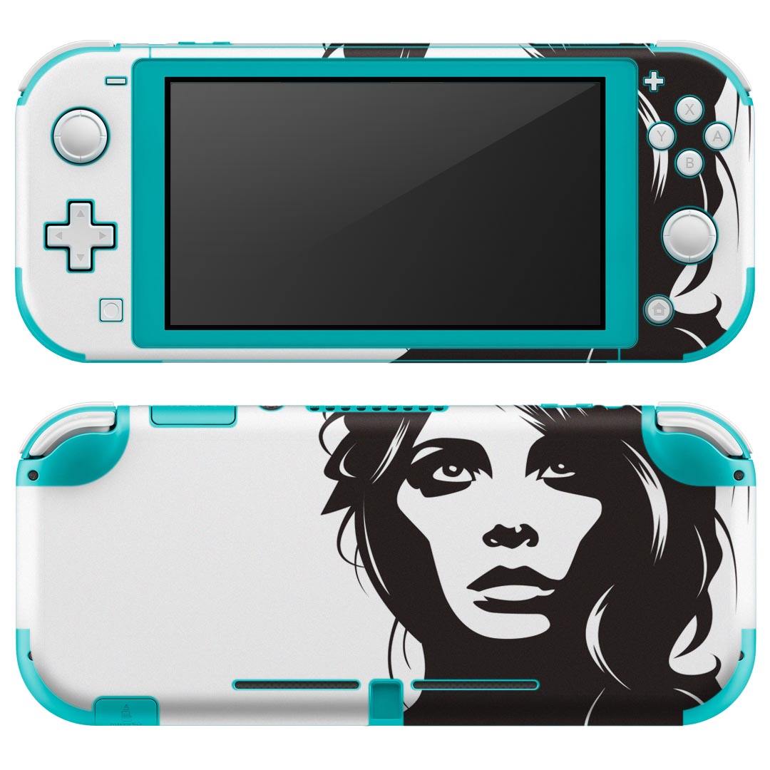 igsticker Nintendo Switch Lite 専用 デザインスキンシール 全面 ニンテンドー スイッチ ライト 専用 ゲーム機 カバー アクセサリー フィルム ステッカー エアフリー 009376 人物　イラスト　モノクロ