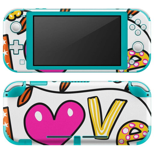 igsticker Nintendo Switch Lite 専用 デザインスキンシール 全面 ニンテンドー スイッチ ライト 専用 ゲーム機 カバー アクセサリー フィルム ステッカー エアフリー 009408 英語  星 LOVE