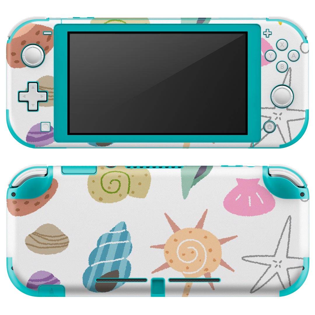 igsticker Nintendo Switch Lite 専用 デザインスキンシール 全面 ニンテンドー スイッチ ライト 専用 ゲーム機 カバー アクセサリー フィルム ステッカー エアフリー 009429 海　貝殻　カラフル