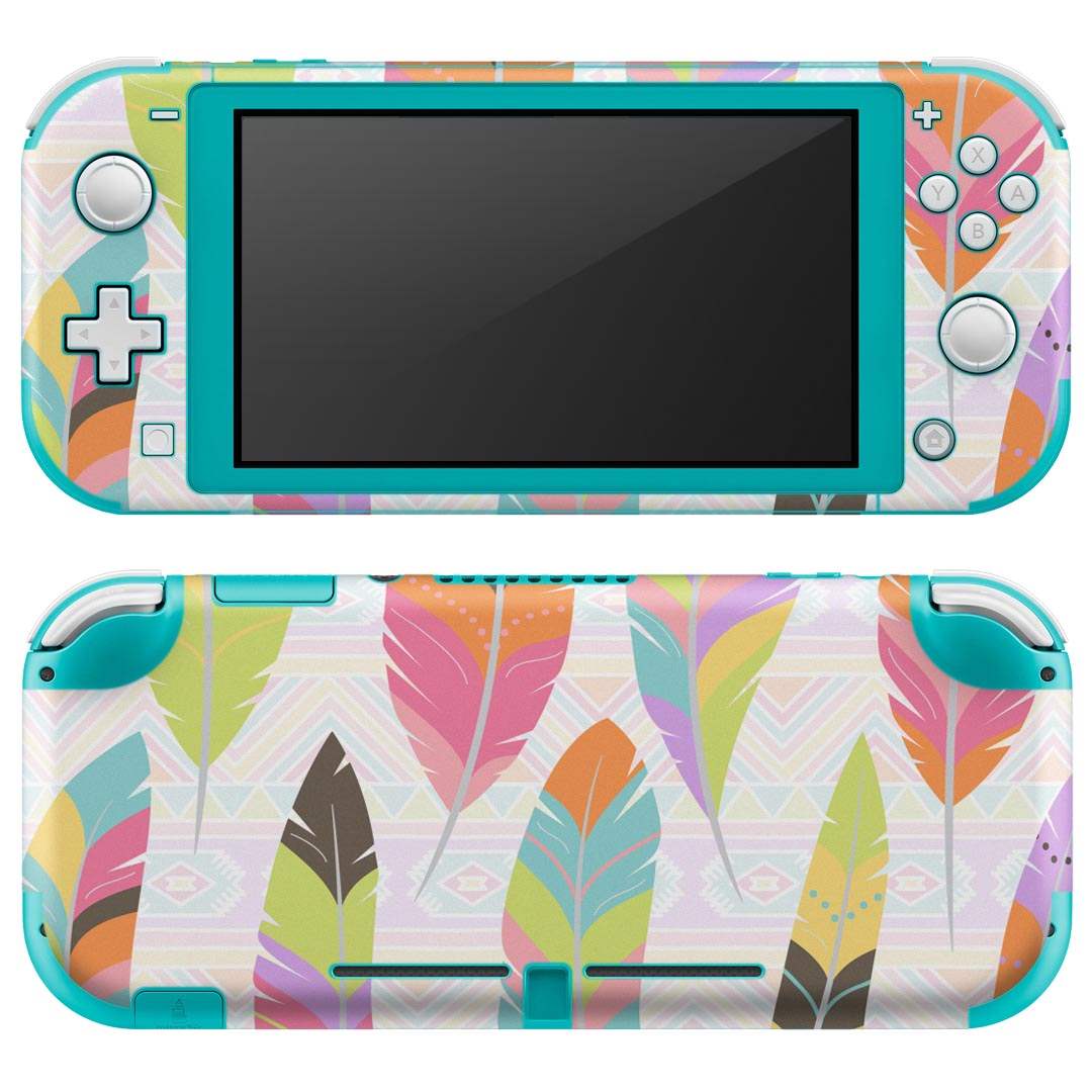 igsticker Nintendo Switch Lite 専用 デザインスキンシール 全面 ニンテンドー スイッチ ライト 専用 ゲーム機 カバー アクセサリー フィルム ステッカー エアフリー 009433 カラフル　アジアン　羽