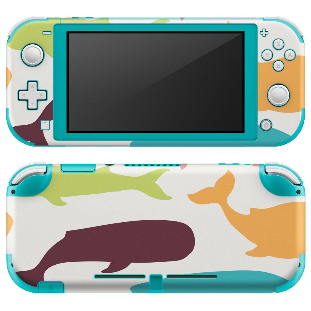 igsticker Nintendo Switch Lite 専用 デザインスキンシール 全面 ニンテンドー スイッチ ライト 専用 ゲーム機 カバー アクセサリー フィルム ステッカー エアフリー 009452 動物　くじら　カラフル