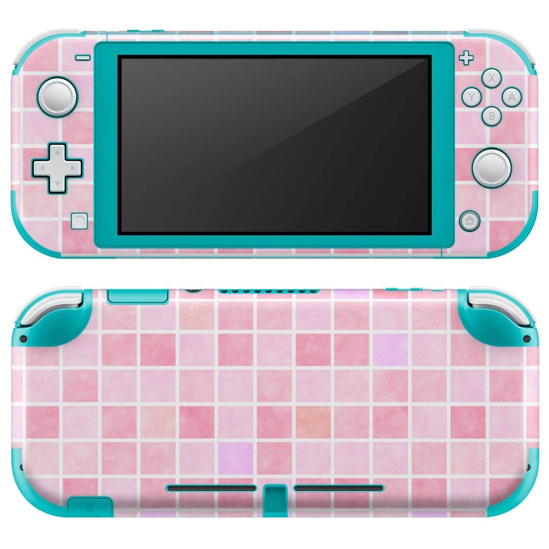 igsticker Nintendo Switch Lite 専用 デザインスキンシール 全面 ニンテンドー スイッチ ライト 専用 ゲーム機 カバー アクセサリー フィルム ステッカー エアフリー 009526 ピンク　ブロック　シンプル