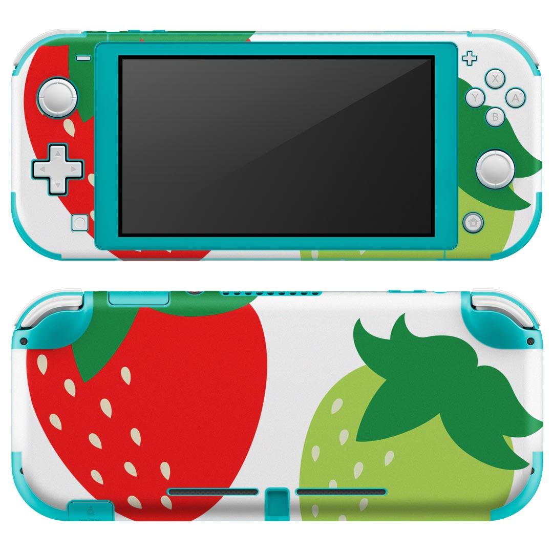 igsticker Nintendo Switch Lite 専用 デザインスキンシール 全面 ニンテンドー スイッチ ライト 専用 ゲーム機 カバー アクセサリー フィルム ステッカー エアフリー 009548 いちご 赤 緑