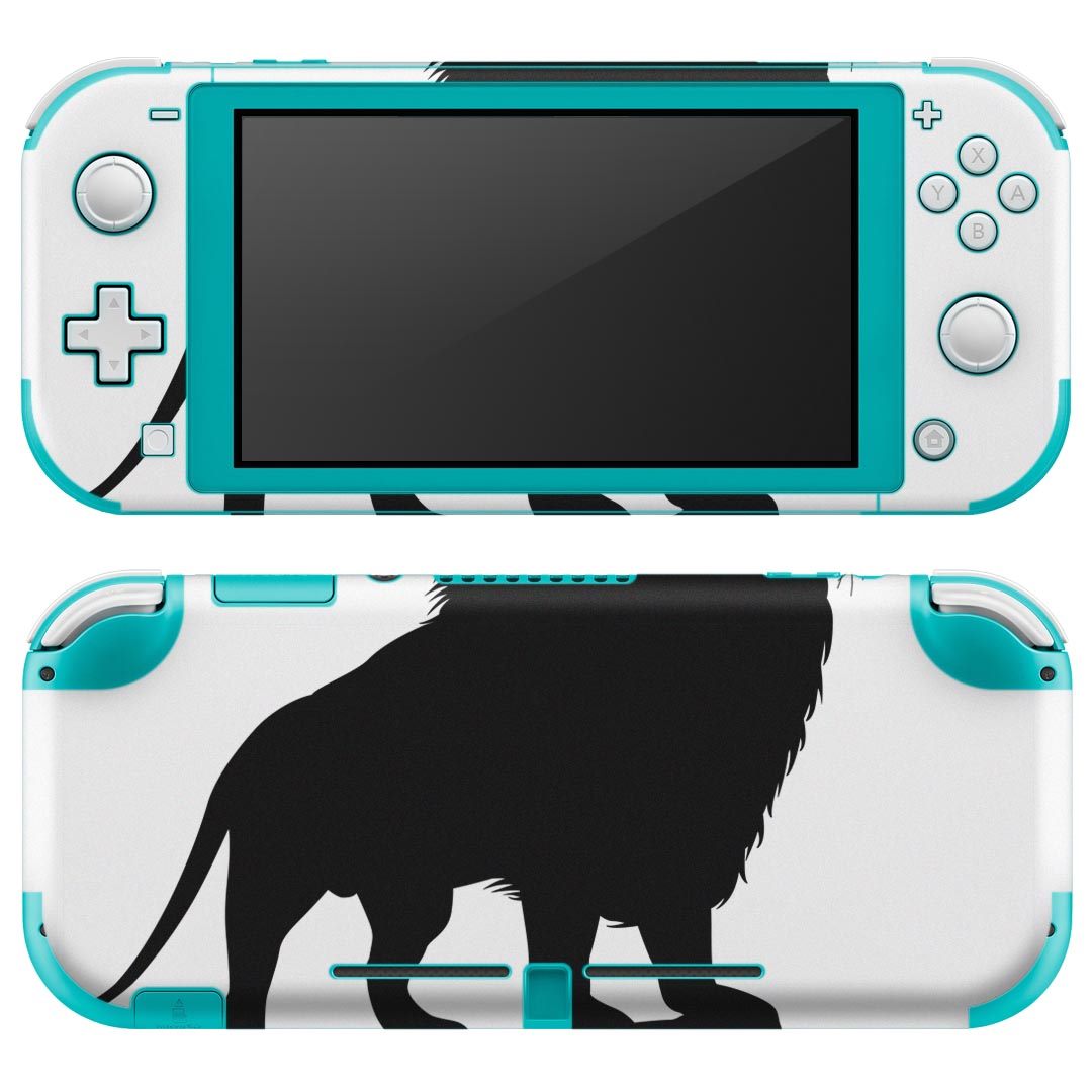 igsticker Nintendo Switch Lite 専用 デザインスキンシール 全面 ニンテンドー スイッチ ライト 専用 ゲーム機 カバー アクセサリー フィルム ステッカー エアフリー 009564 動物　ライオン　モノクロ