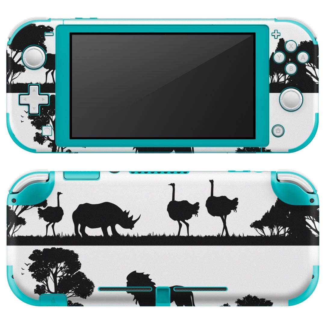 igsticker Nintendo Switch Lite 専用 デザインスキンシール 全面 ニンテンドー スイッチ ライト 専用 ゲーム機 カバー アクセサリー フィルム ステッカー エアフリー 009600 動物 サファリ モノクロ