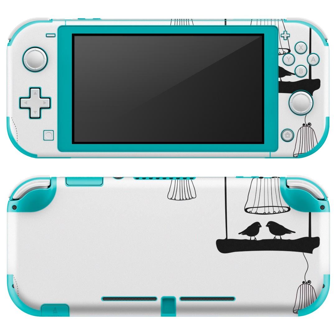igsticker Nintendo Switch Lite 専用 デザインスキンシール 全面 ニンテンドー スイッチ ライト 専用 ゲーム機 カバー アクセサリー フィルム ステッカー エアフリー 009620 鳥　シンプル　白　黒
