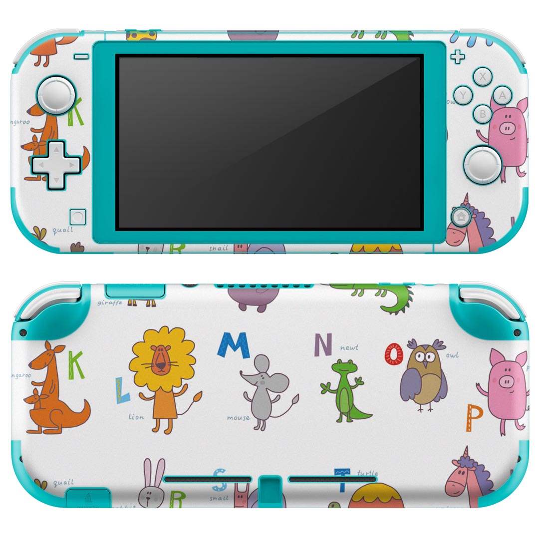 igsticker Nintendo Switch Lite 専用 デザインスキンシール 全面 ニンテンドー スイッチ ライト 専用 ゲーム機 カバー アクセサリー フィルム ステッカー エアフリー 009654 英語　動物　文字