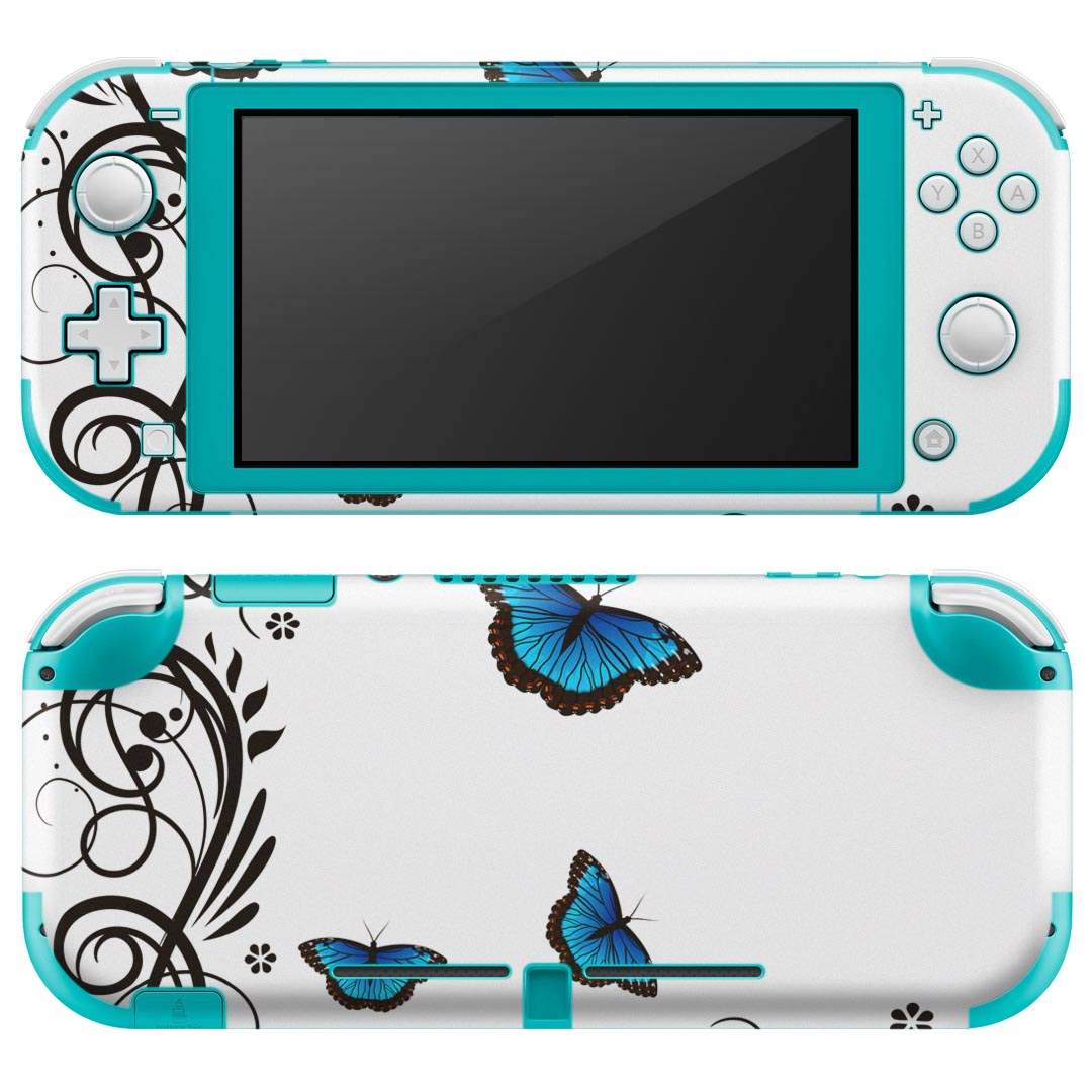 igsticker Nintendo Switch Lite 専用 デザインスキンシール 全面 ニンテンドー スイッチ ライト 専用 ゲーム機 カバー アクセサリー フィルム ステッカー エアフリー 009684 蝶　　青