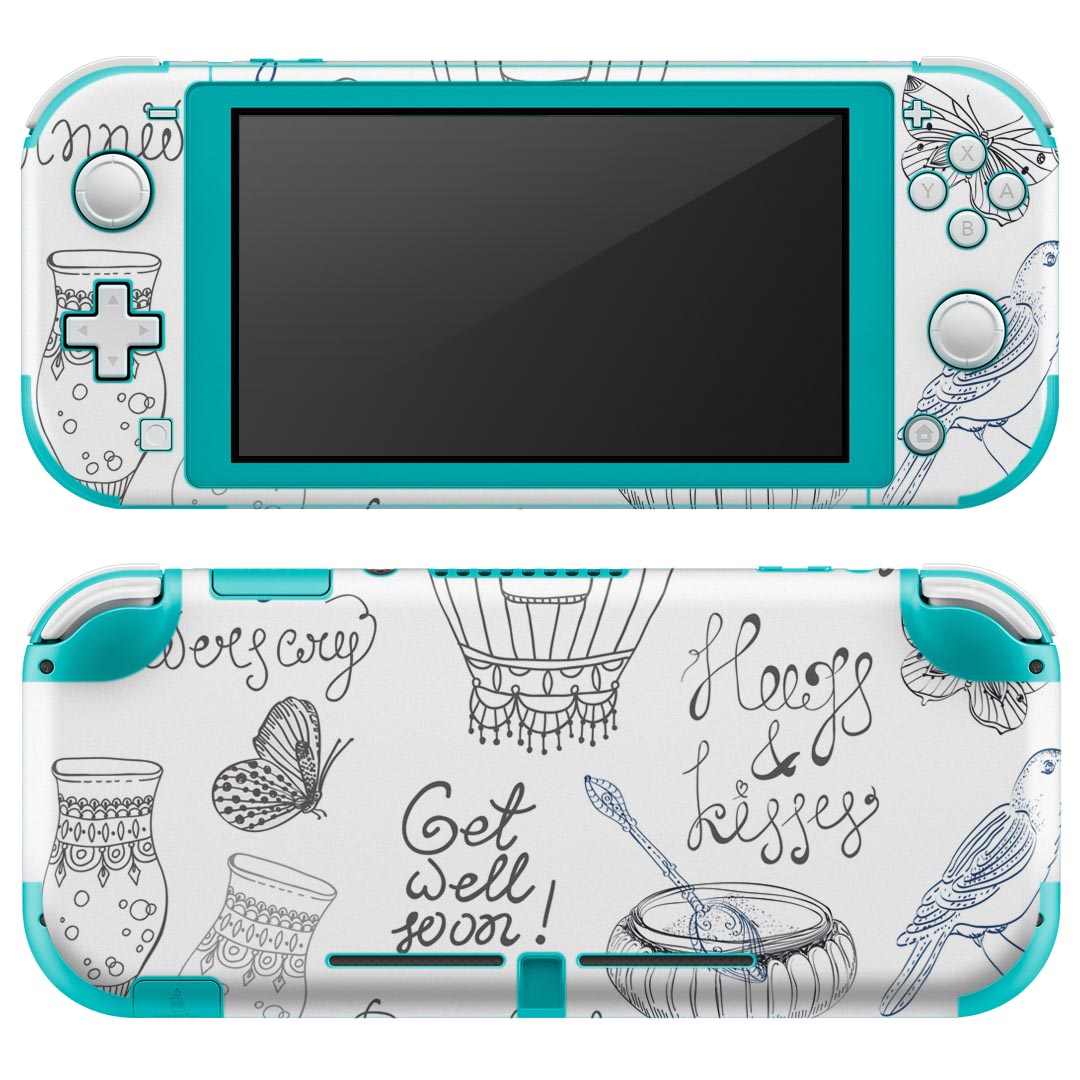 igsticker Nintendo Switch Lite 専用 デザインスキンシール 全面 ニンテンドー スイッチ ライト 専用 ゲーム機 カバー アクセサリー フィルム ステッカー エアフリー 009693 アンティーク 蝶 英語