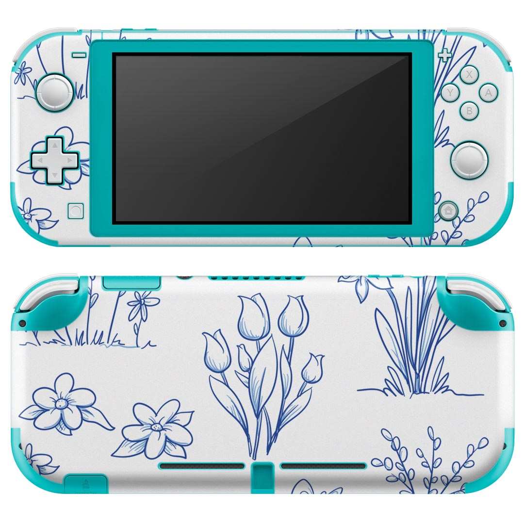 igsticker Nintendo Switch Lite 専用 デザインスキンシール 全面 ニンテンドー スイッチ ライト 専用 ゲーム機 カバー アクセサリー フィルム ステッカー エアフリー 009726 　英語　青